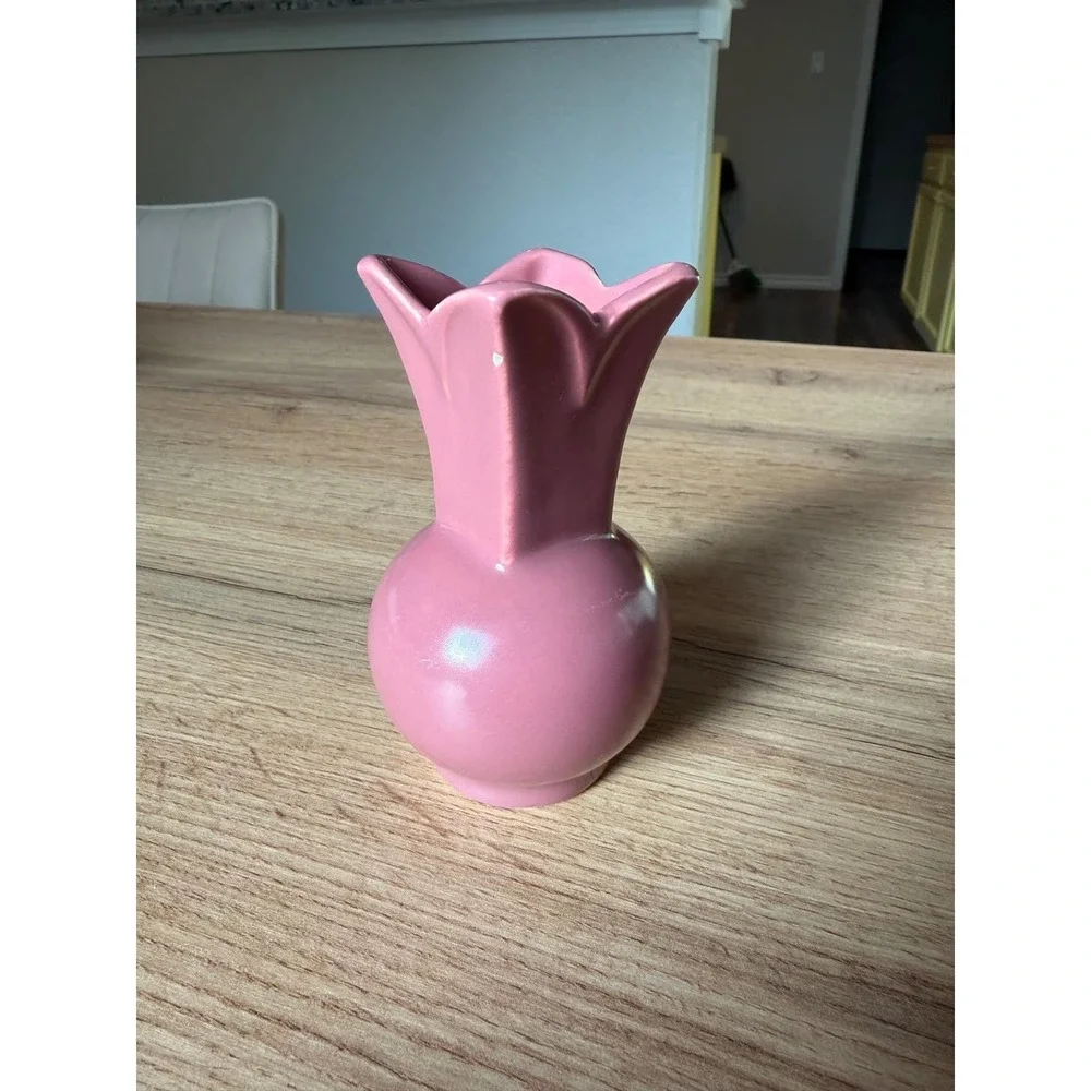 Vintage Pink Mushroom Jar Glass Basket Tulip Vase Crystal Decor Lot 4pc Whimsy